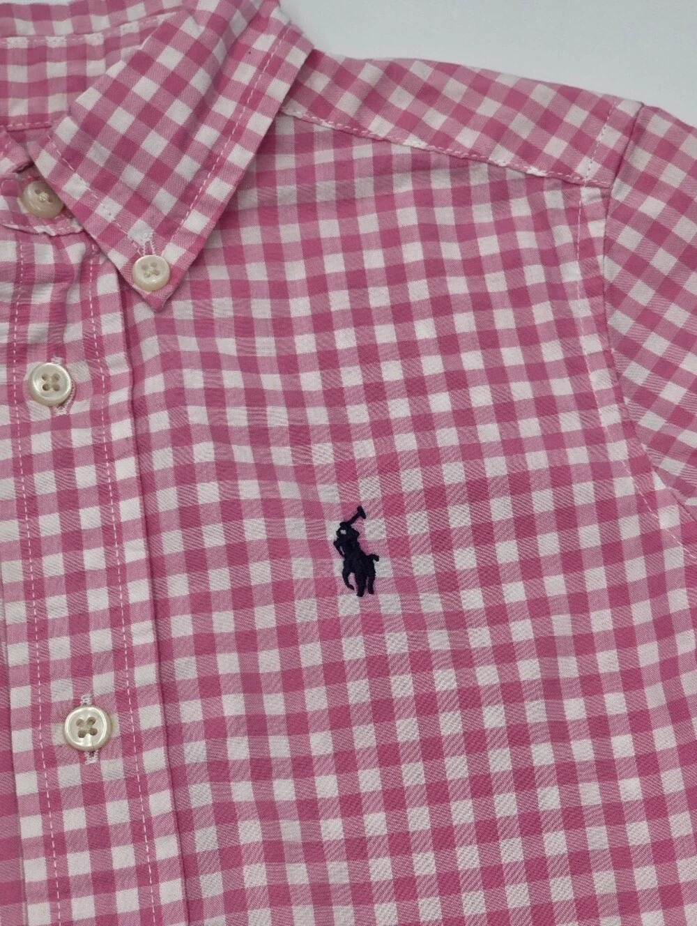 Ralph Lauren boys' pink gingham short-sleeved button down shirt size 2T